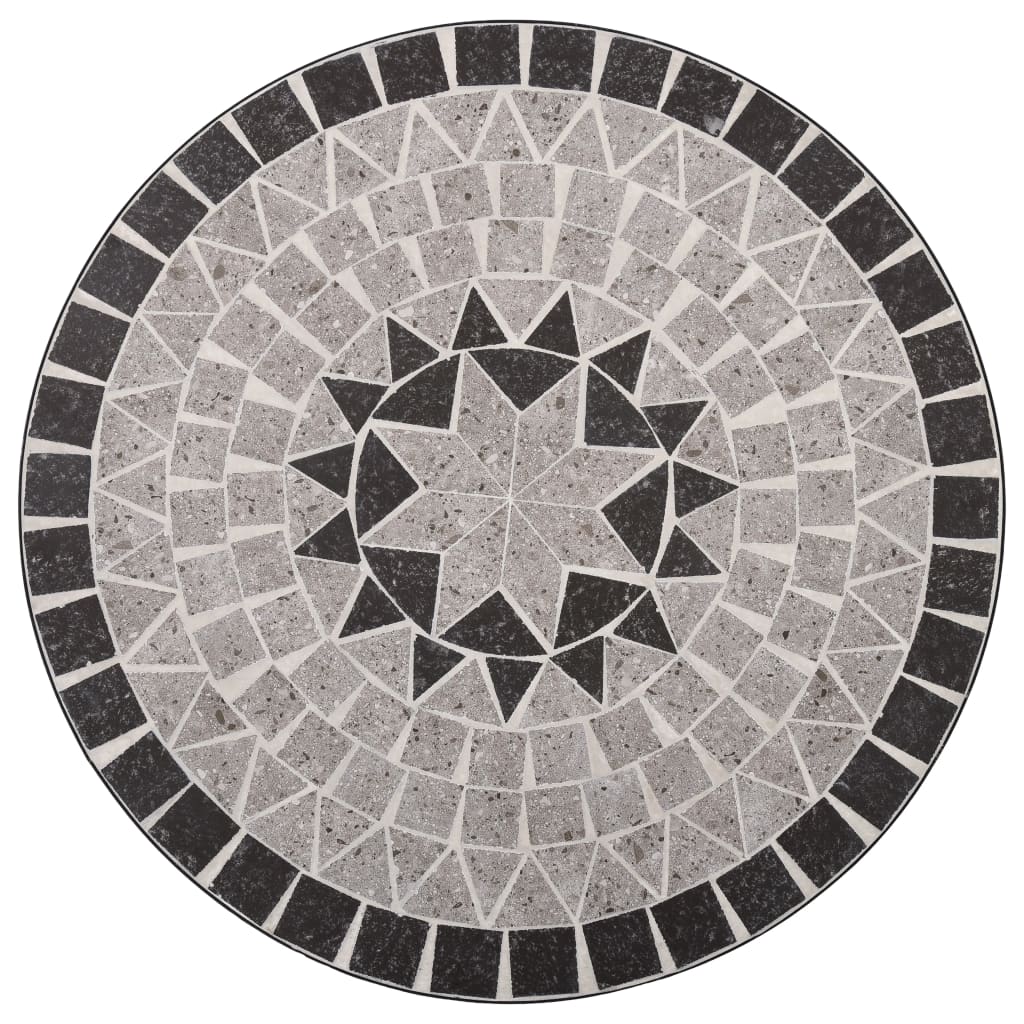 vidaXL Mesa bistrô em mosaico 61 cm cerâmica cinzento
