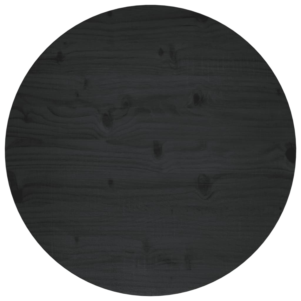 vidaXL Tampo de mesa pinho maciço Ø60x2,5 cm preto