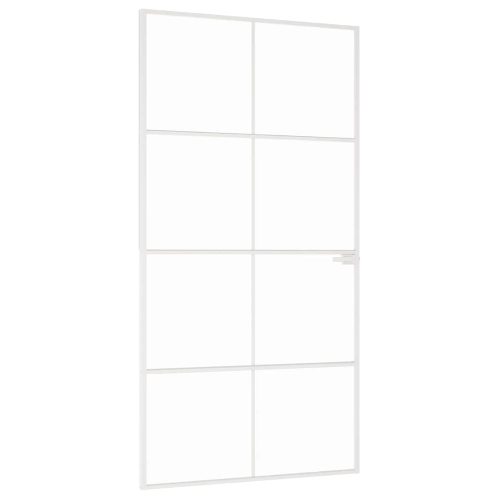 vidaXL Porta interior 102x201,5cm vidro temperado/alumínio fino branco