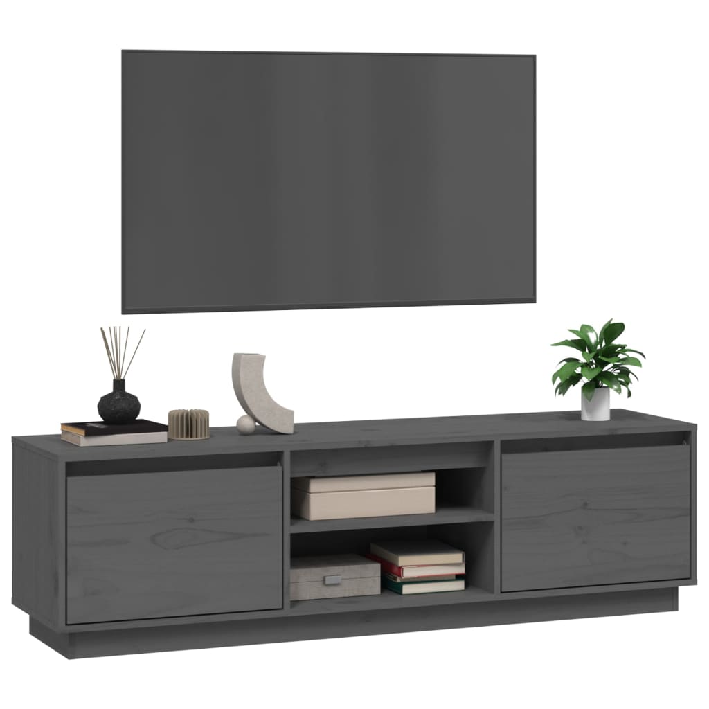 vidaXL Móvel de TV 140x35x40 cm madeira de pinho maciça cinzento