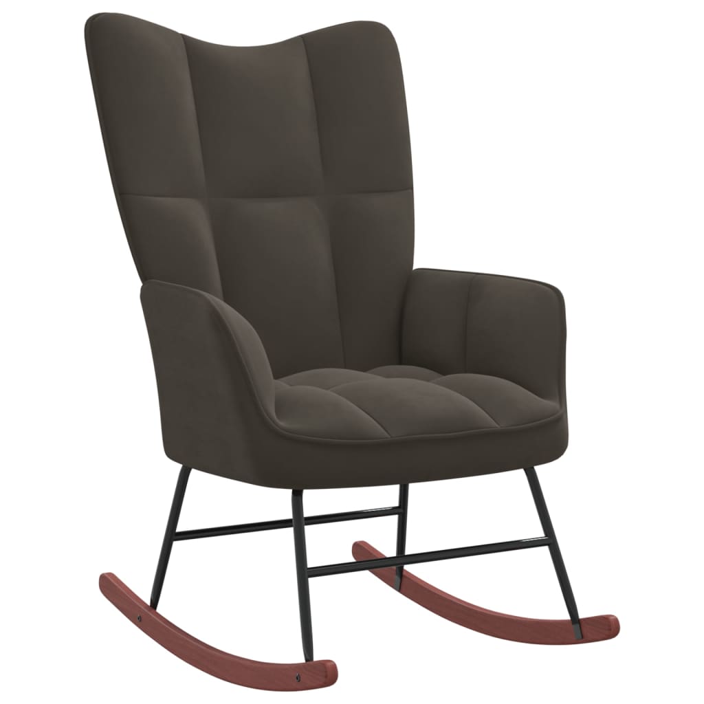 vidaXL Cadeira de baloiço com banco veludo cinzento-escuro