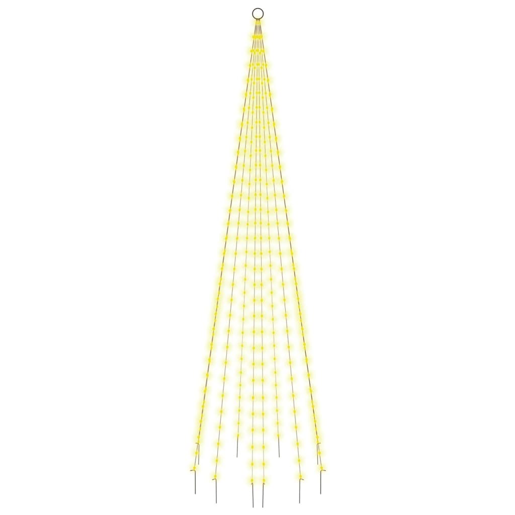 vidaXL Árvore de Natal mastro de bandeira 310 LEDs 300cm branco quente