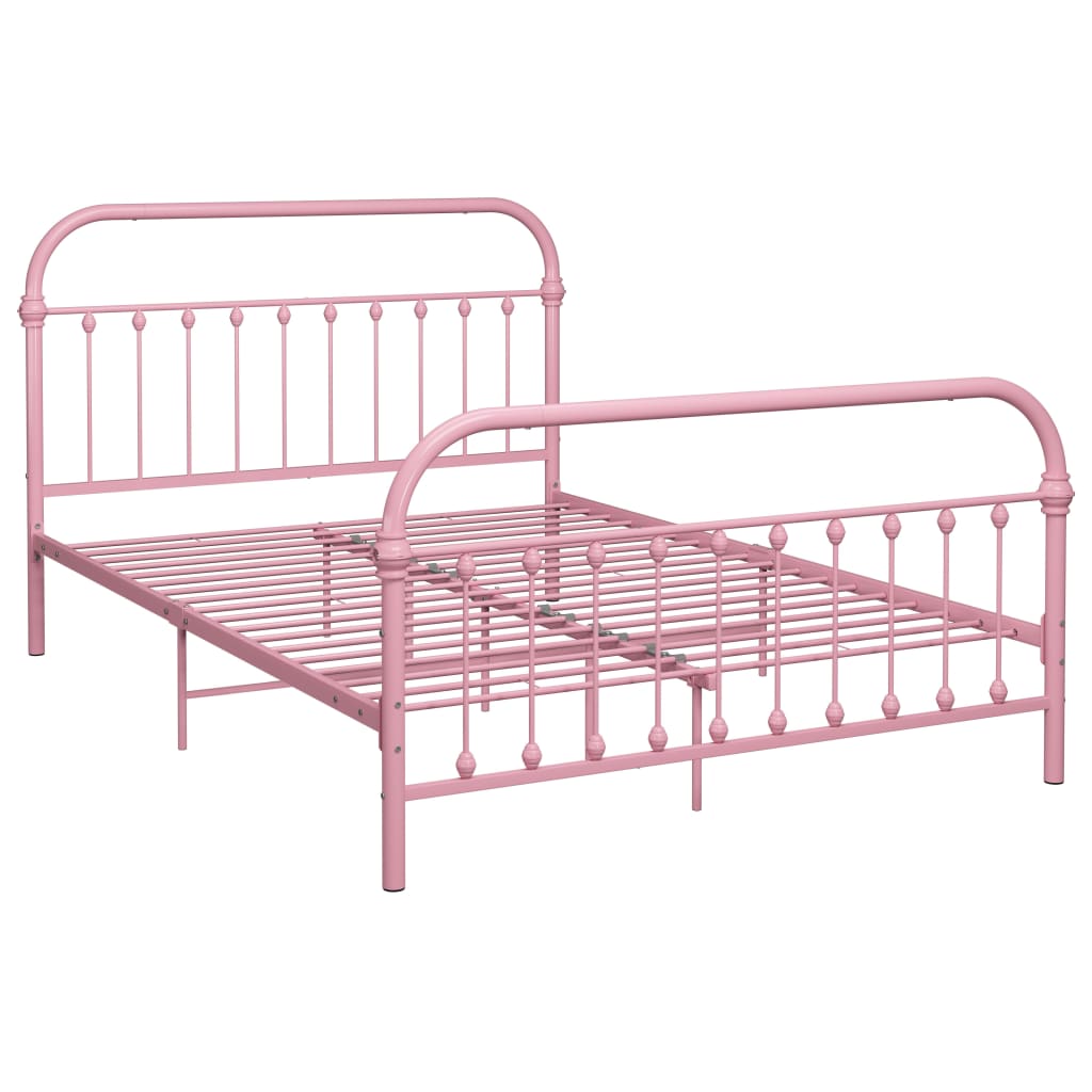 vidaXL Estrutura de cama 140x200 cm metal rosa