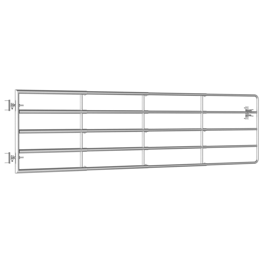 vidaXL Portão para campo 5 barras aço (115-300)x90 cm prateado