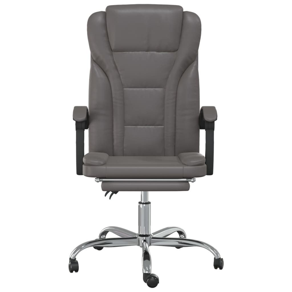 vidaXL Cadeira de escritório reclinável couro artificial cinzento