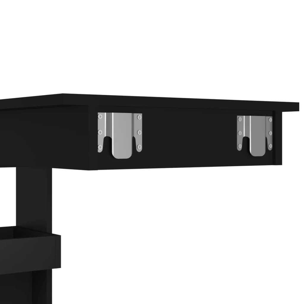 vidaXL Mesa de bar p/ parede 102x45x103,5 cm derivados madeira preto
