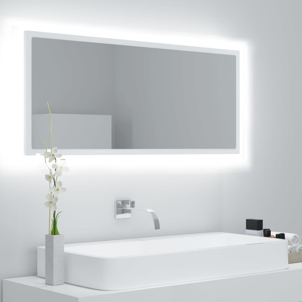 vidaXL Espelho de casa de banho LED 100x8,5x37 cm acrílico branco