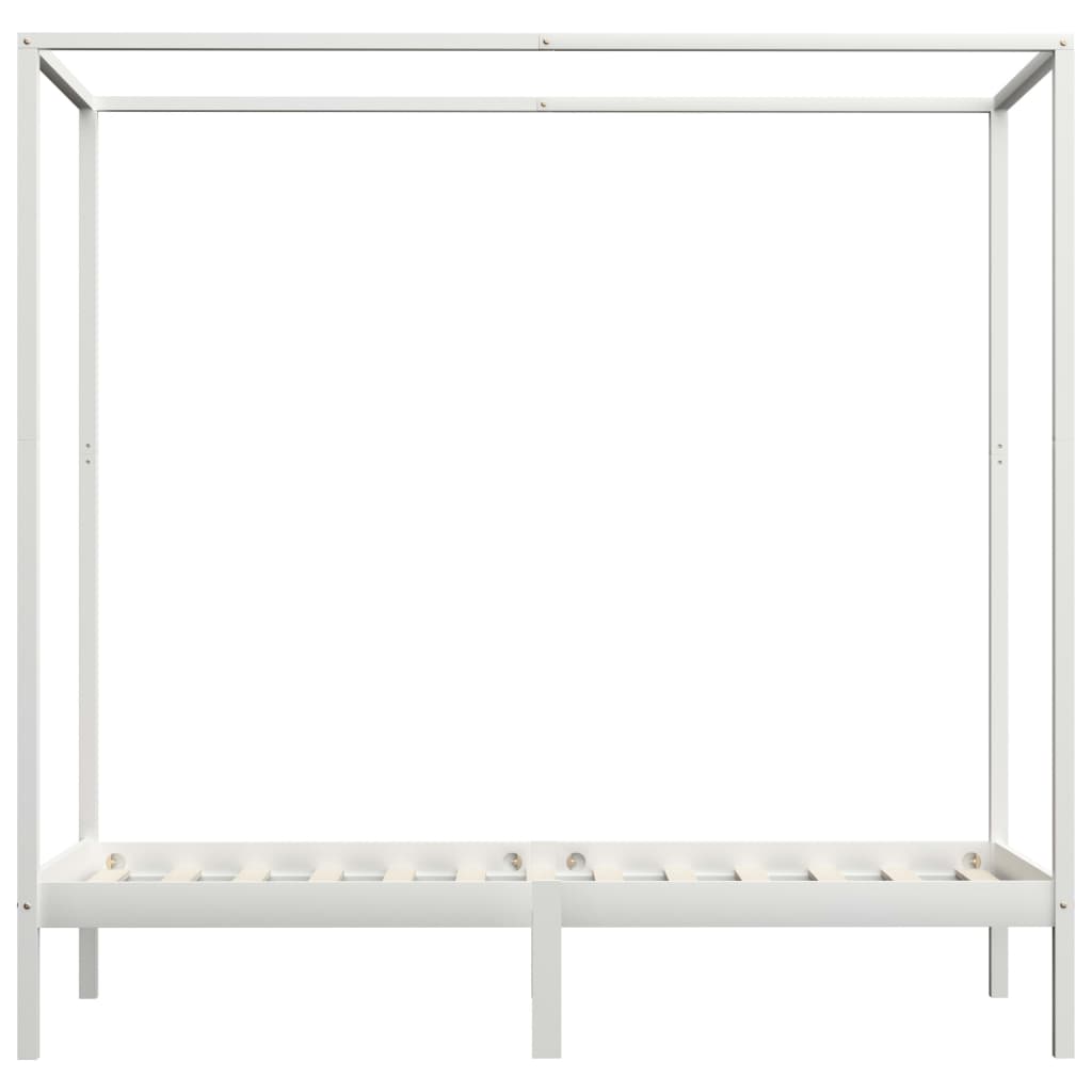vidaXL Estrutura de cama com toldo 90x200 cm pinho maciço branco