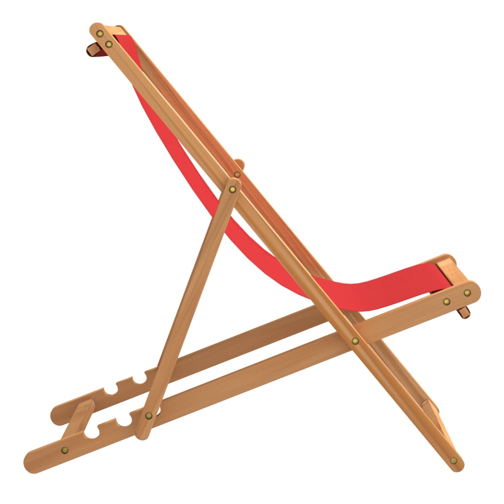 vidaXL Cadeira de praia dobrável madeira de teca maciça vermelho