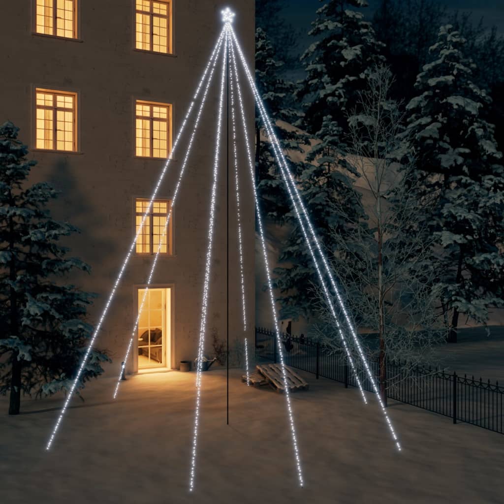 vidaXL Iluminação p/ árvore de Natal int/ext 1300 LEDs 8 m branco frio