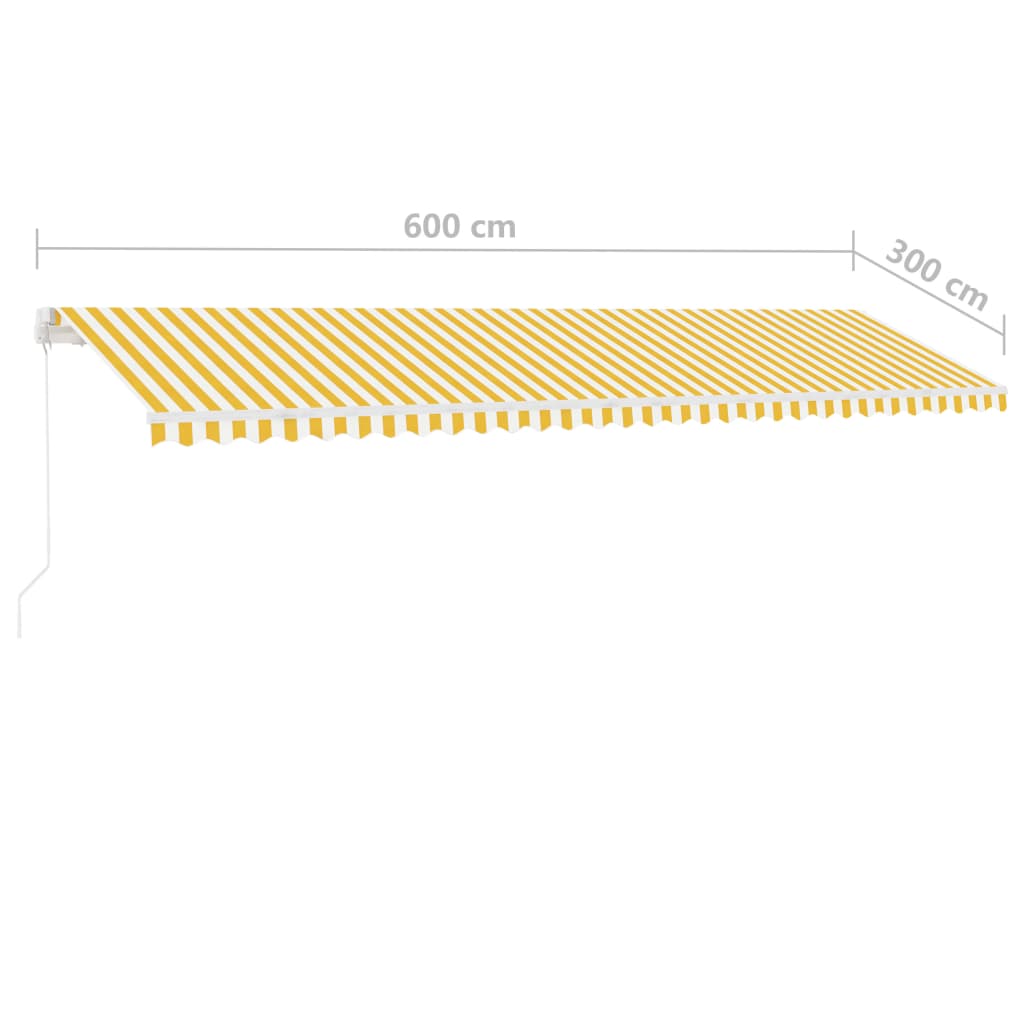 vidaXL Toldo retrátil manual independente 600x300 cm amarelo e branco