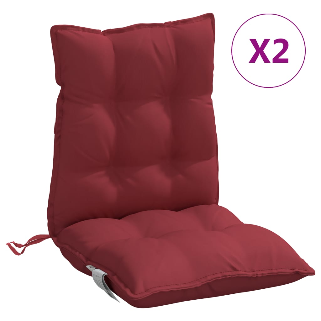 vidaXL Almofadões cadeira encosto baixo 2 pcs oxford vermelho-tinto