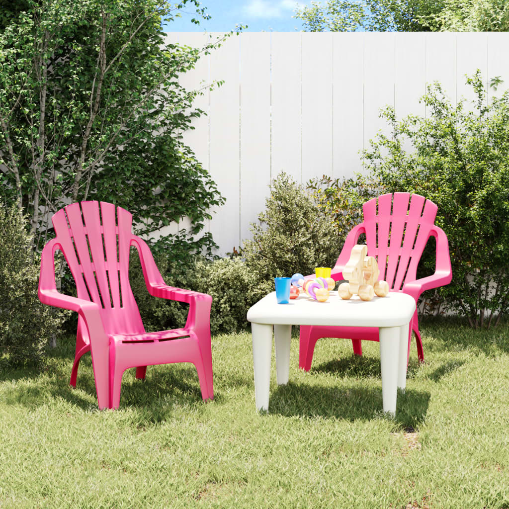 vidaXL Cadeiras de jardim infantis 2 pcs PP aspeto de madeira rosa