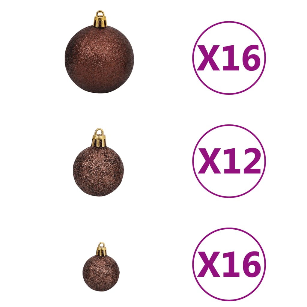 vidaXL Conjunto bolas de natal 100 pcs 3/4/6cm castanho/bronze/dourado