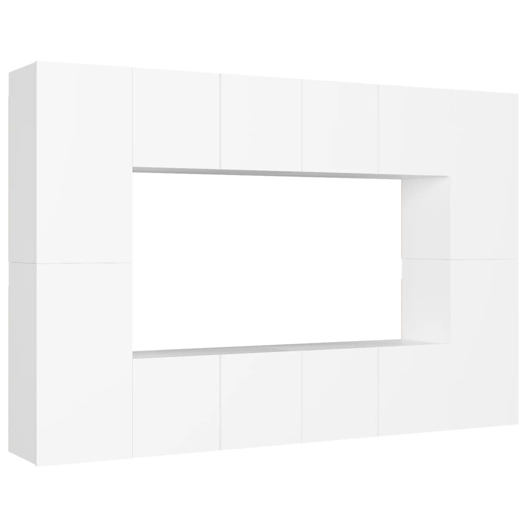 vidaXL 8 pcs conjunto de móveis de TV derivados de madeira branco