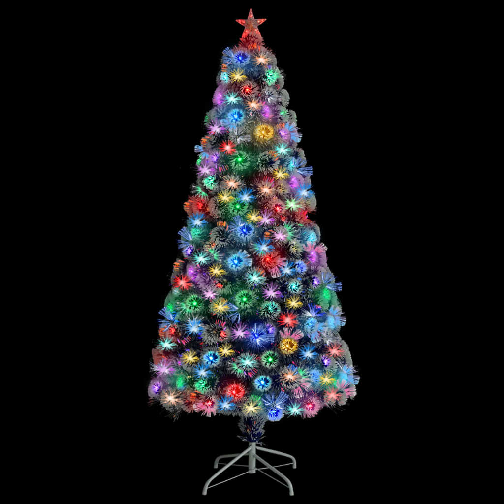 vidaXL Árvore Natal artificial pré-iluminada fibra ótica branco/azul