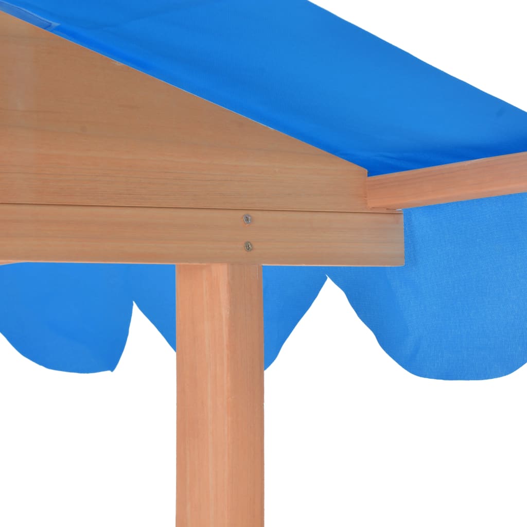 vidaXL Casa de brincar infantil c/ caixa areia madeira abeto azul UV50