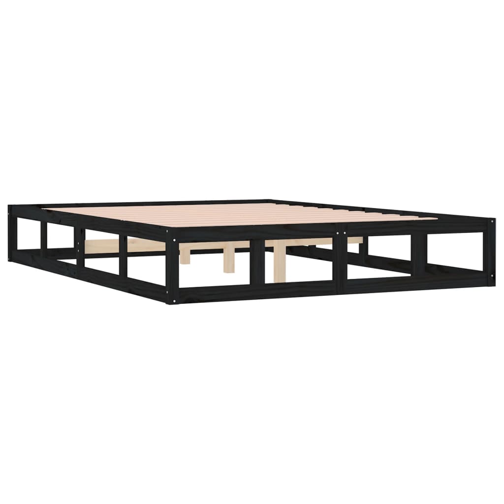 vidaXL Estrutura de cama king 150x200 cm madeira maciça preto