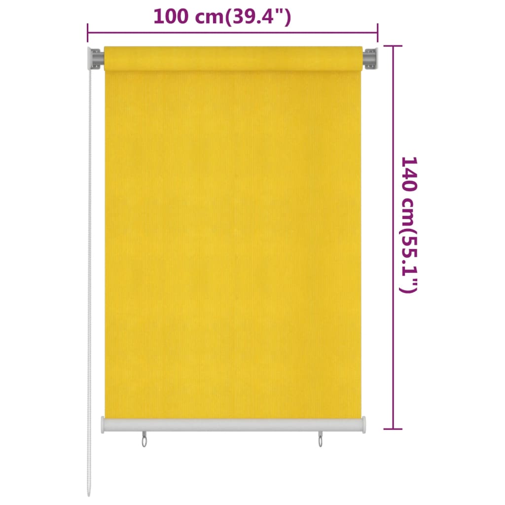 vidaXL Estore de rolo para exterior PEAD 100x140 cm amarelo