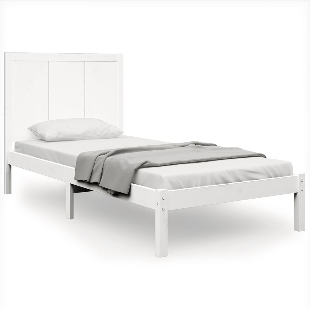vidaXL Estrutura de cama 100x200 cm pinho maciço branco