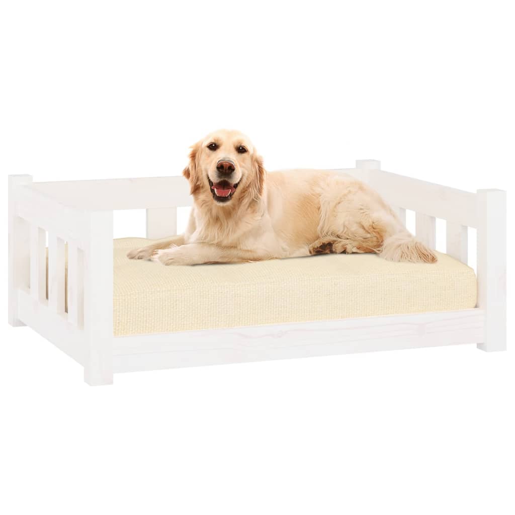vidaXL Cama para cães 75,5x55,5x28 cm madeira de pinho maciça branco