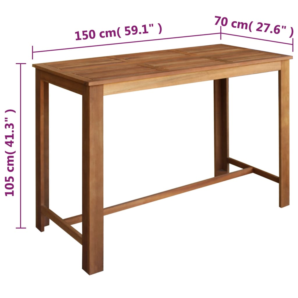 vidaXL Conjunto mesa e bancos de bar 7 pcs madeira de acácia maciça