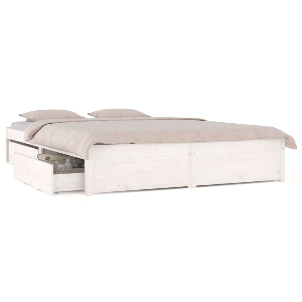 vidaXL Estrutura de cama com gavetas 135x190 cm casal branco