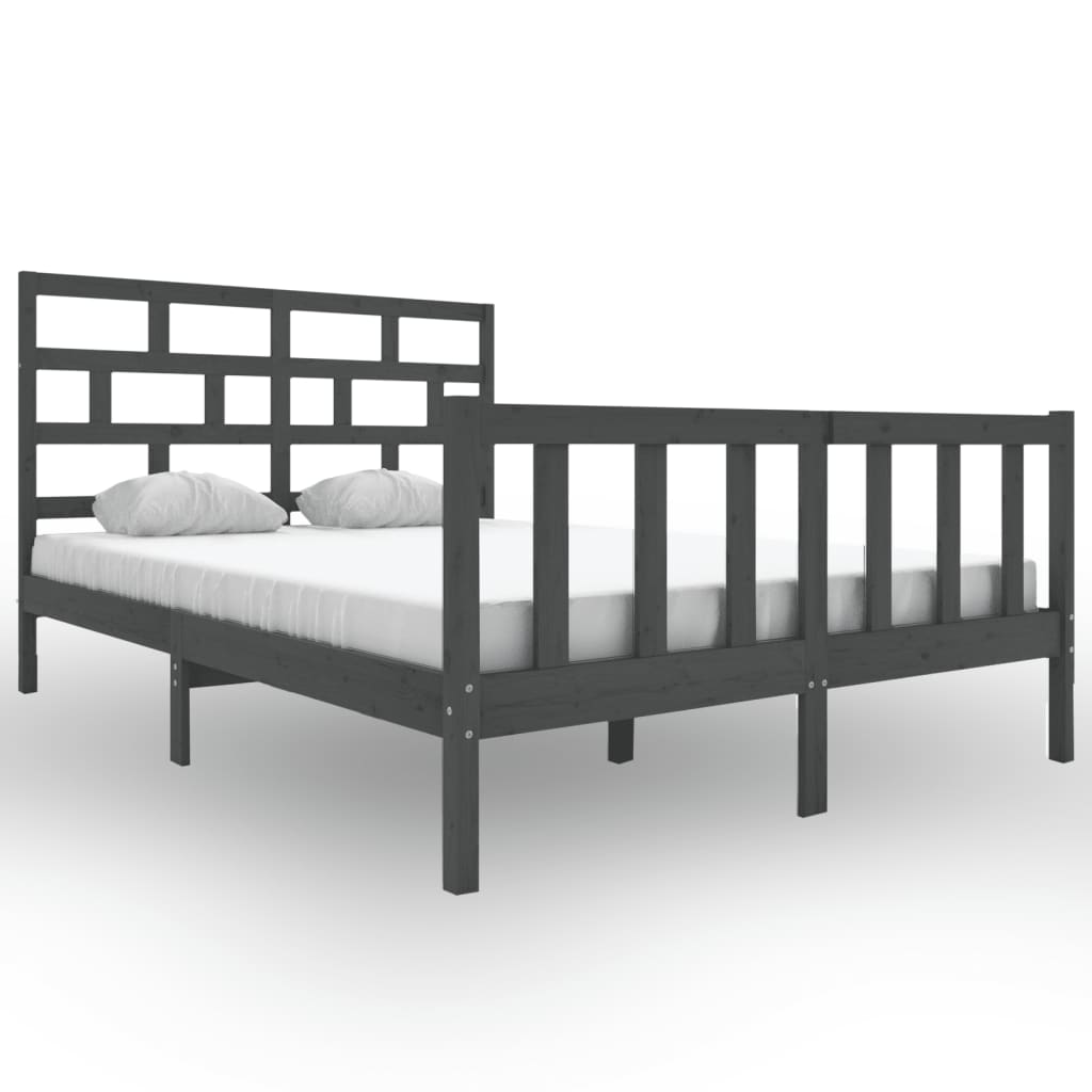 vidaXL Estrutura de cama 160x200 cm madeira de pinho maciça cinzento