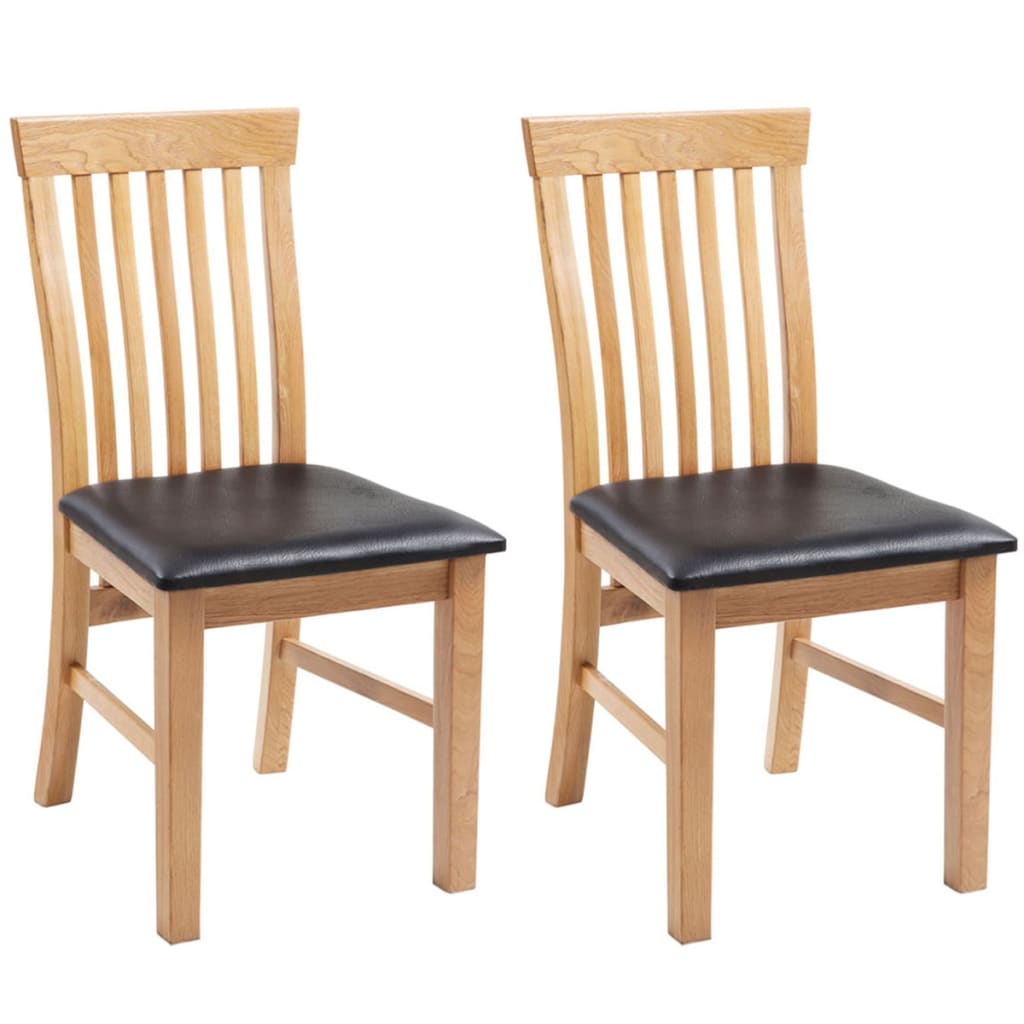 vidaXL Cadeiras jantar 2 pcs madeira carvalho maciça/couro artificial