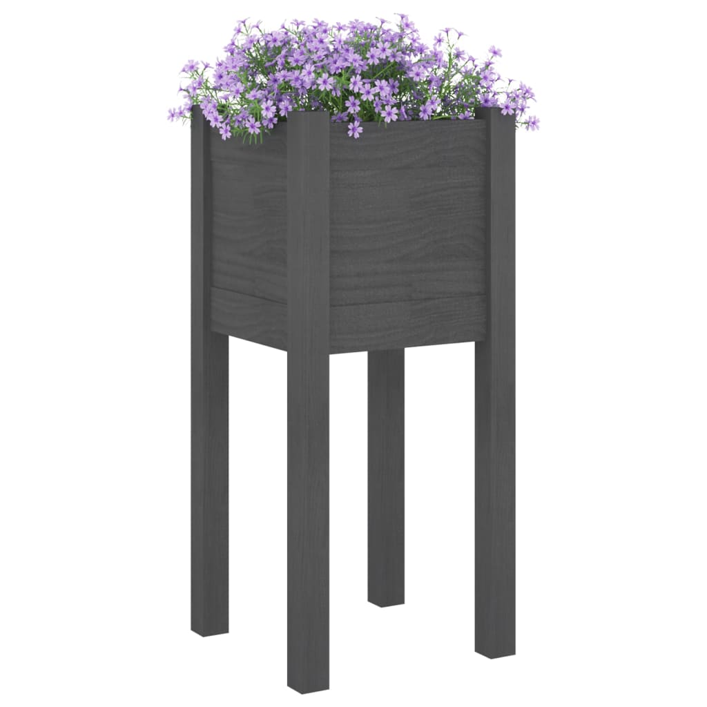 vidaXL Vasos/floreiras de jardim 2 pcs 31x31x70 cm pinho maciço cinza