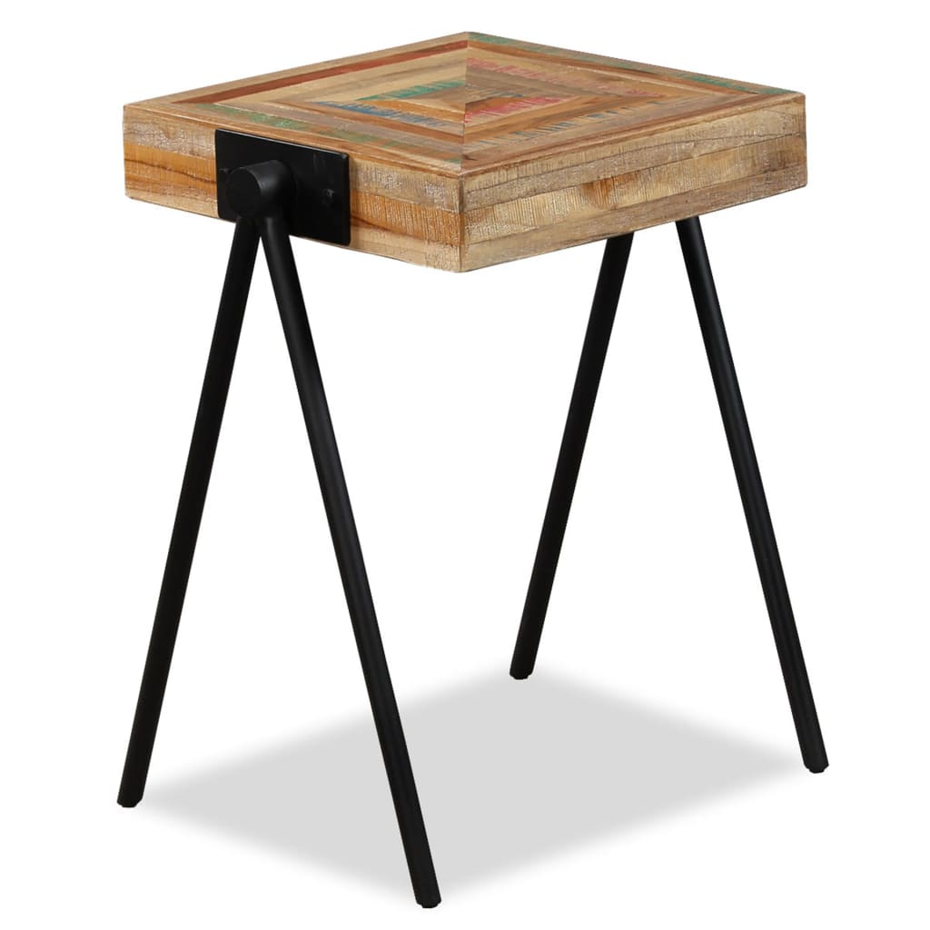 vidaXL Mesa de apoio em madeira de teca recuperada maciça