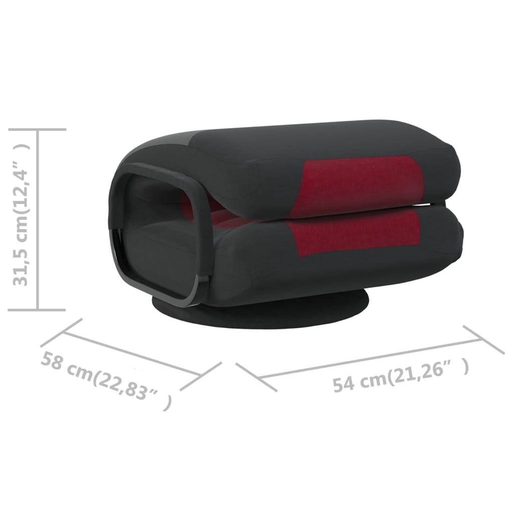 vidaXL Cadeira de piso giratória tecido preto e vermelho tinto