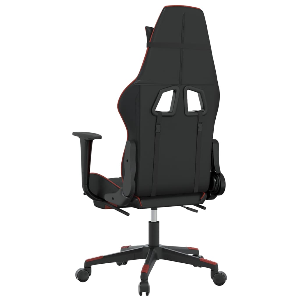 vidaXL Cadeira gaming massagem + apoio couro art. preto/vermelho tinto