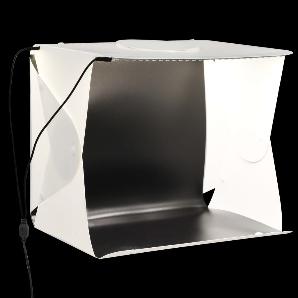 vidaXL Caixa luz LED dobrável estúdio foto. 40x34x37cm plástico branco