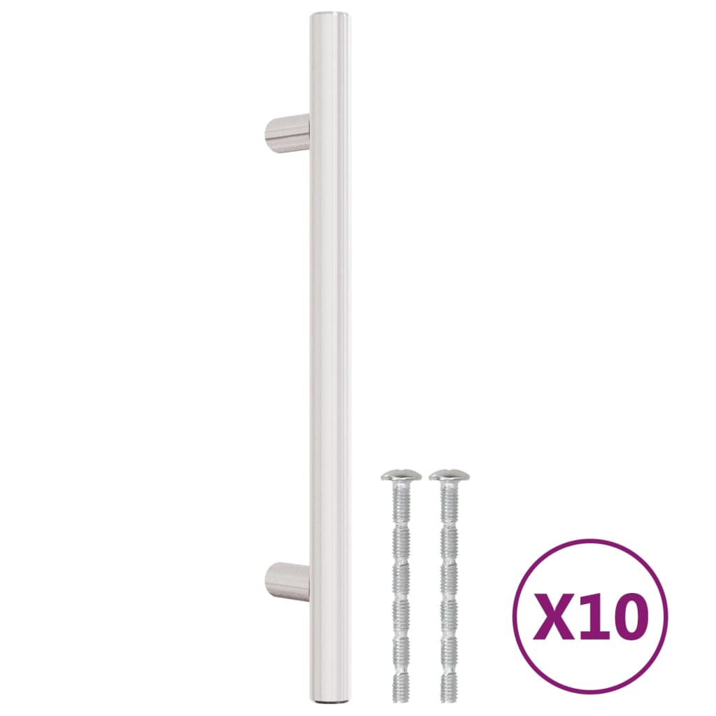 vidaXL Puxadores para móveis 10 pcs 128 mm aço inoxidável prateado