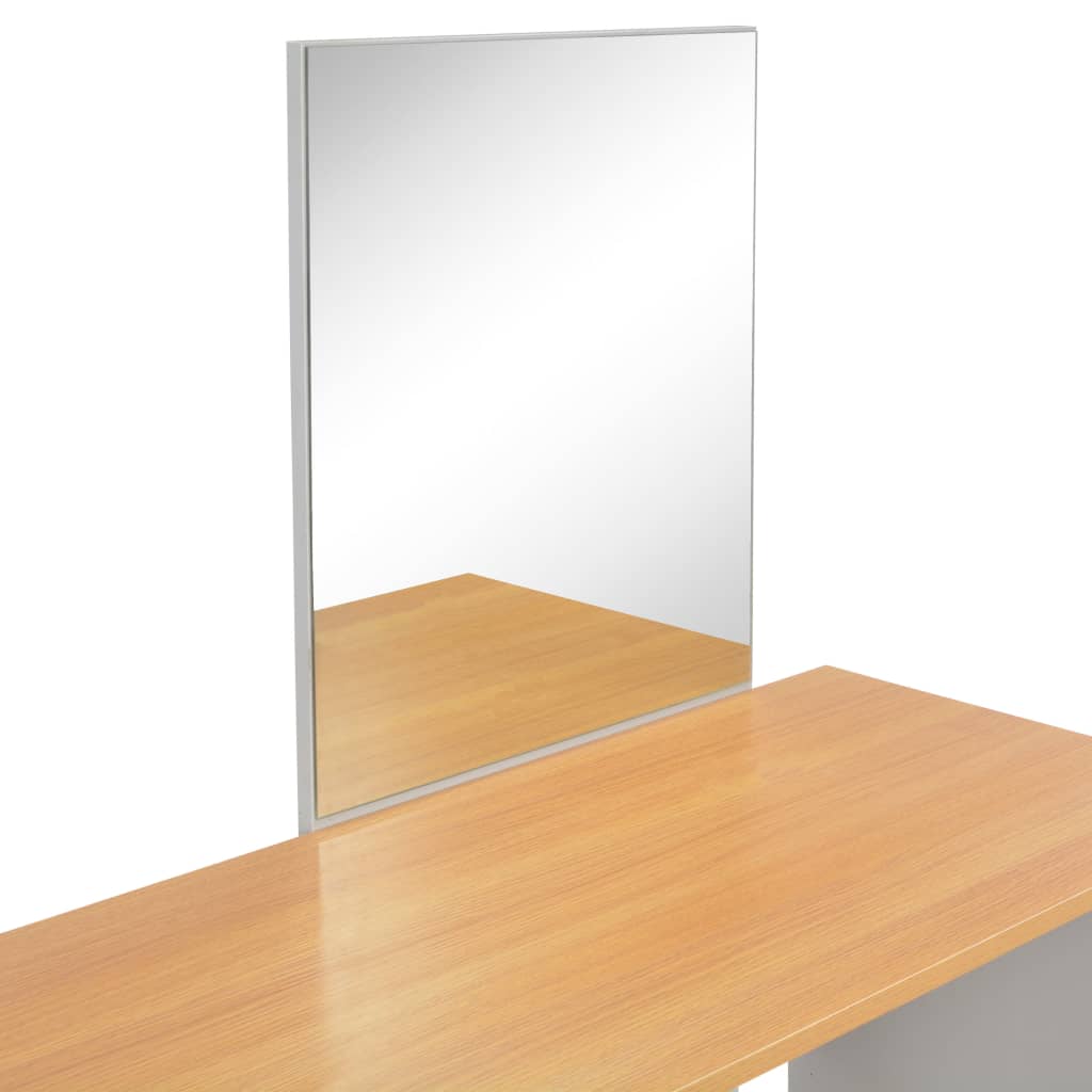 vidaXL Toucador com espelho e banco 104x45x131 cm cinzento
