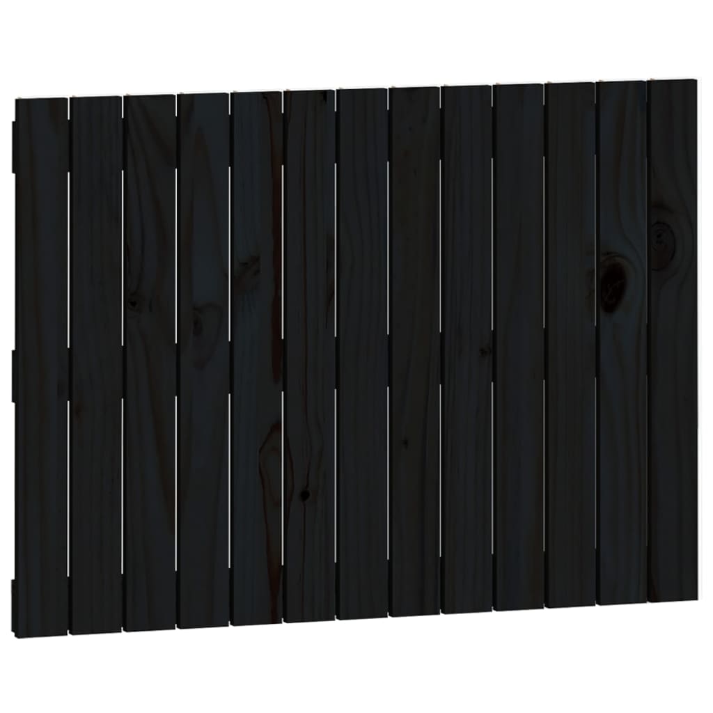 vidaXL Cabeceira de parede 82,5x3x60 cm madeira de pinho maciça preto