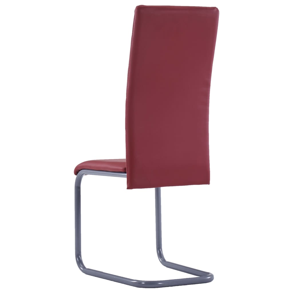vidaXL Cadeiras de jantar cantilever 2 pcs couro artificial vermelho