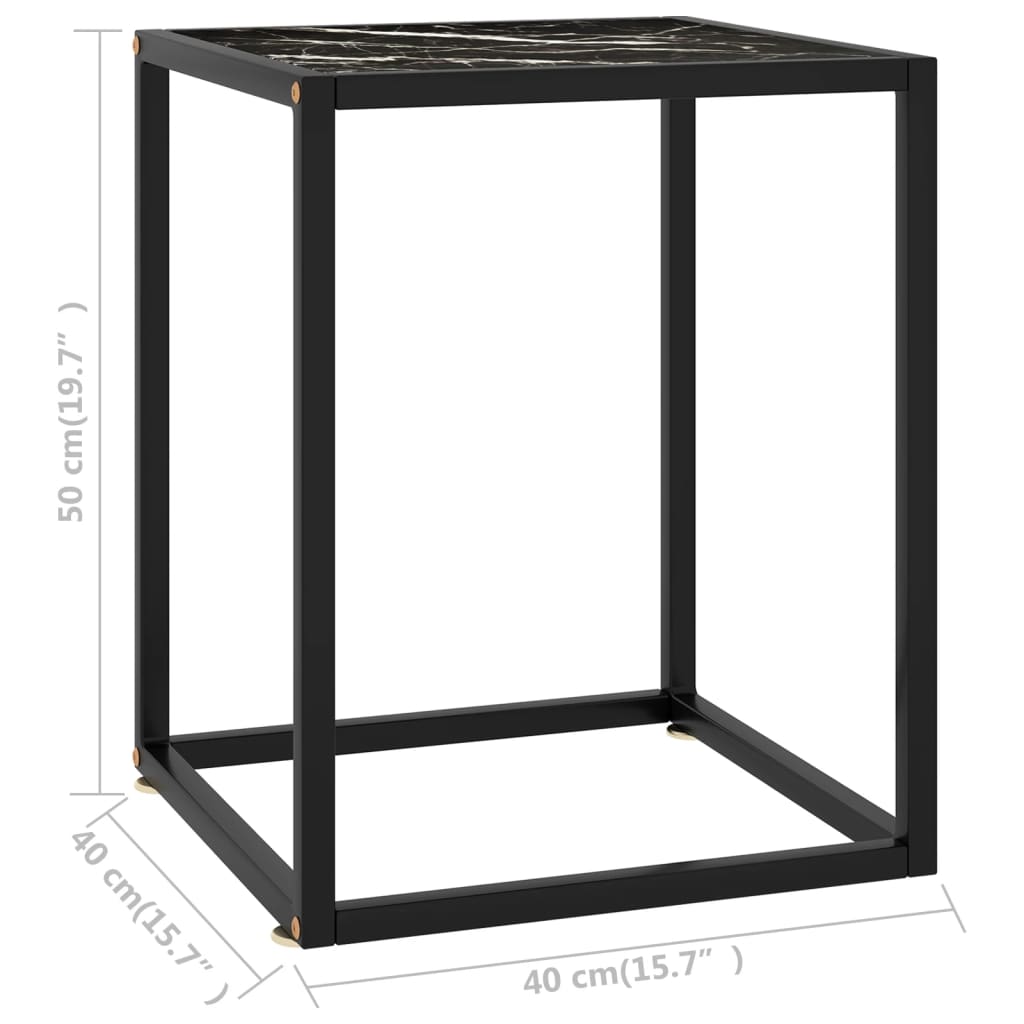 vidaXL Mesa de centro 40x40x50 cm preto com vidro marmorizado preto