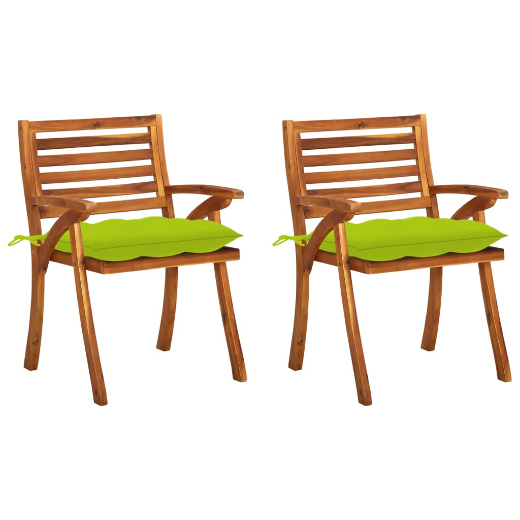 vidaXL Cadeiras de jantar jardim c/ almofadões 2 pcs acácia maciça