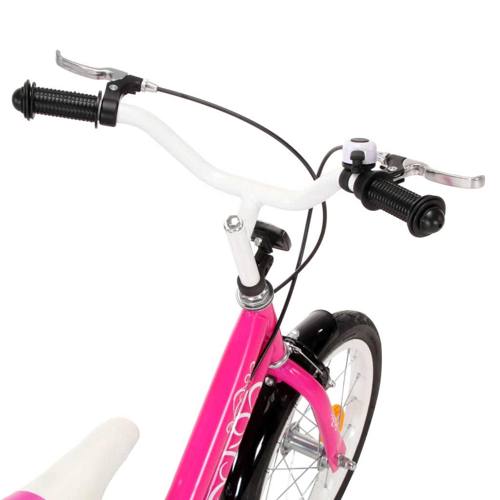 vidaXL Bicicleta de criança roda 16" preto e cor-de-rosa