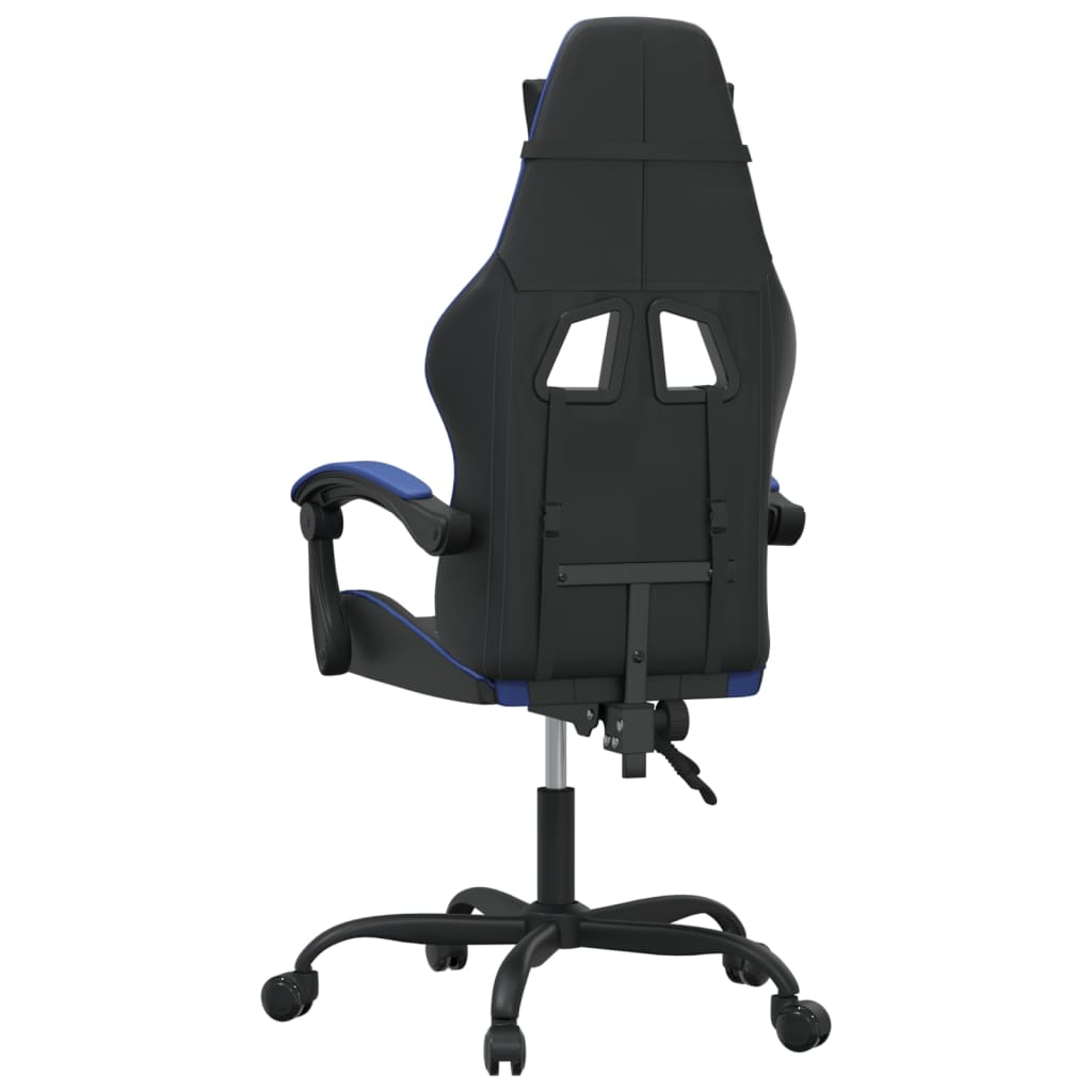 vidaXL Cadeira de gaming couro artificial preto e azul