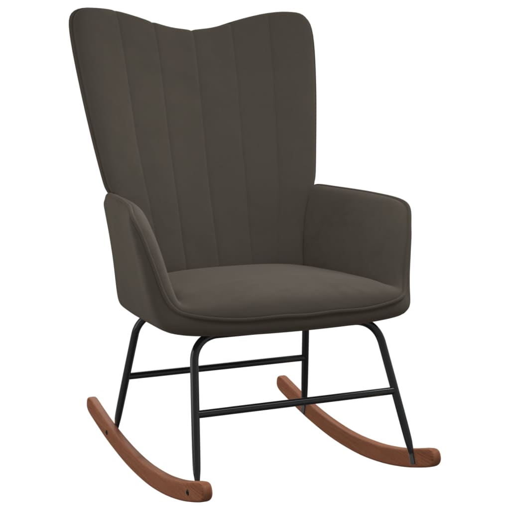 vidaXL Cadeira de baloiço veludo cinzento-escuro