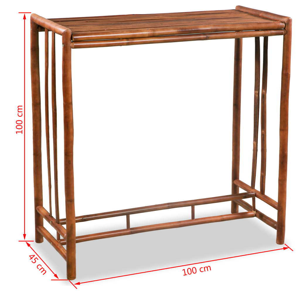 vidaXL Mesa de bar em bambu 100x45x100 cm castanho