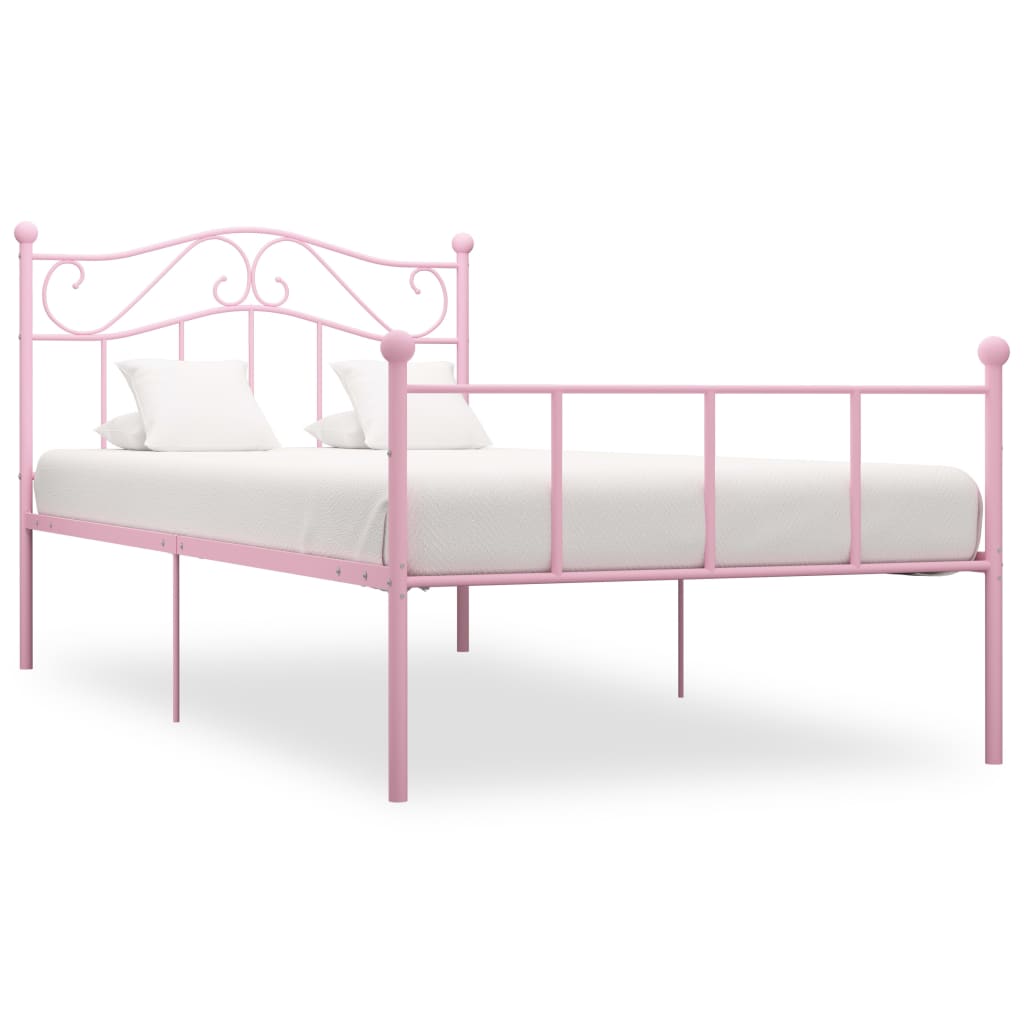 vidaXL Estrutura de cama 90x200 cm metal rosa
