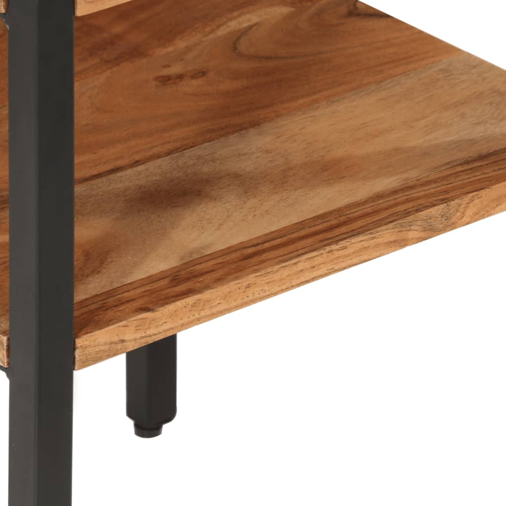 vidaXL Mesa de apoio 35x35x45 cm madeira de acácia maciça e ferro