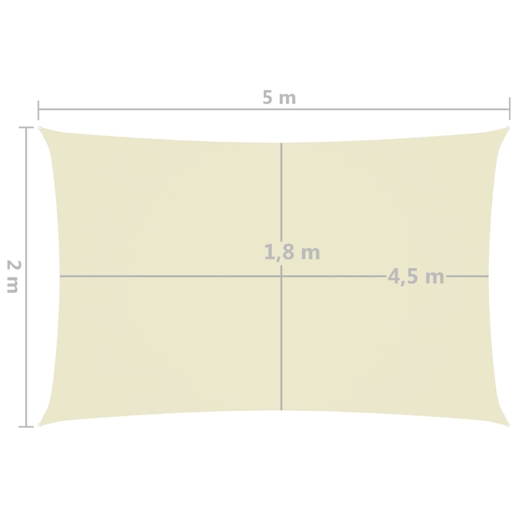 vidaXL Para-sol tecido oxford retangular 2x5 m creme
