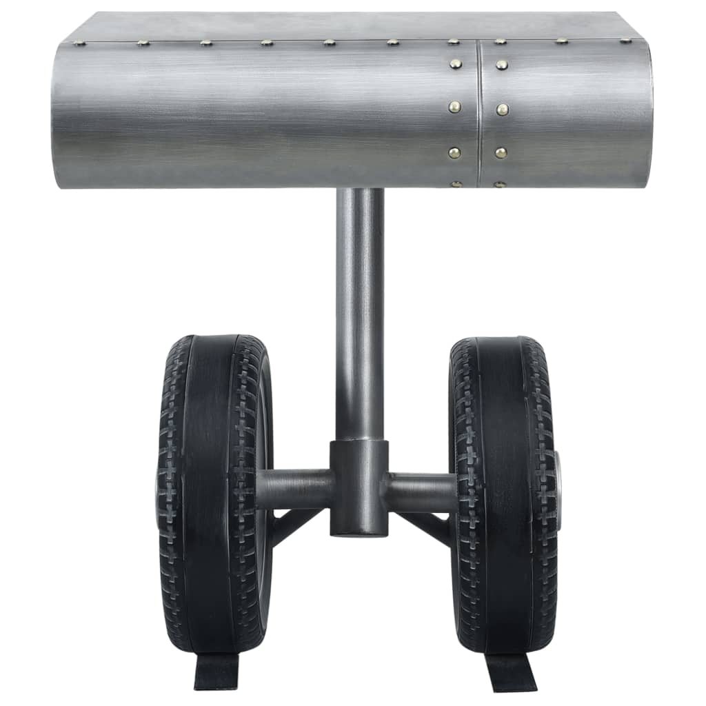 vidaXL Mesa de apoio com rodas 53x40x60 cm ferro prateado e preto