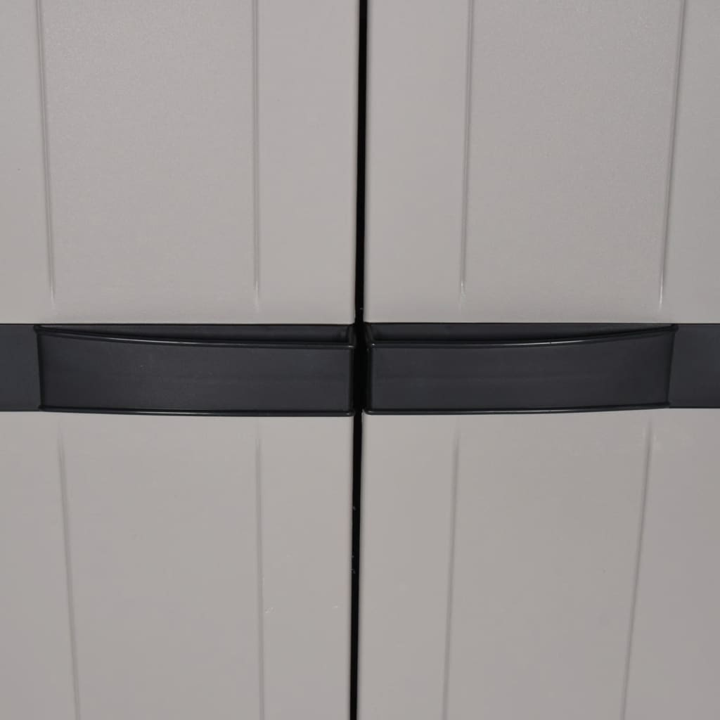 vidaXL Móvel de arrumação para exterior 65x37x165 PP cinzento e preto