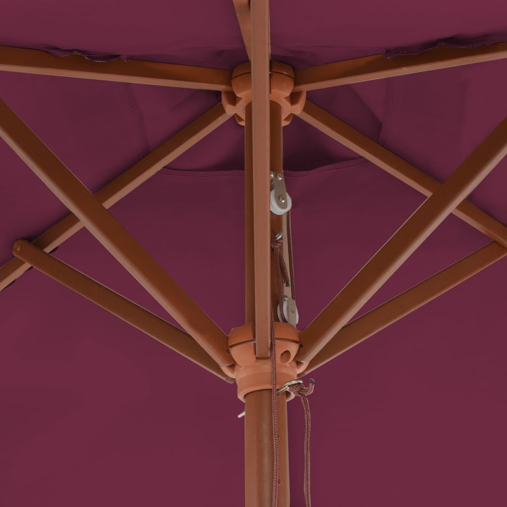 vidaXL Guarda-sol de exterior mastro madeira 150x200cm vermelho bordô